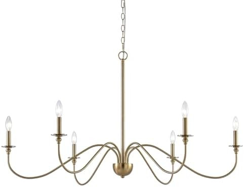 Kira Home Archer 47" 6-Light Large Modern Chandelier + Curved Arms, Adjustable Hanging Height, Co... | Amazon (US)