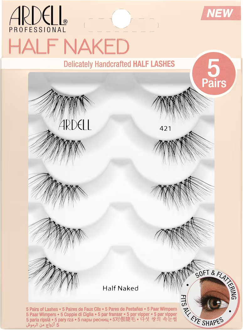 Ardell Naked Half Lashes 421 – Delicately Handcrafted Half Eyelashes Wispy Cat Eye Lashes Strips Fake Eyelash Strip for Natural Lift, 5 Pairs, 1 Pack | Amazon (US)
