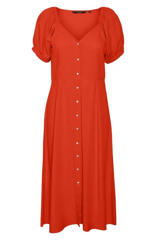 VERO MODA Jesmilo Shirtdress in Spicy Orange at Nordstrom, Size Medium | Nordstrom