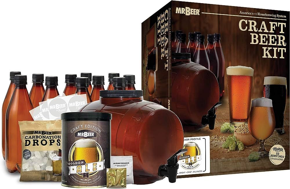 Mr. Beer Complete Beer Making 2 Gallon Starter Kit, Premium Gold Edition, Brown | Amazon (US)