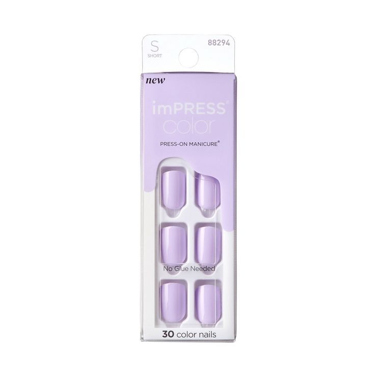 KISS Products Short Square Press-On Fake Nails - Vivid Lavender - 33ct | Target