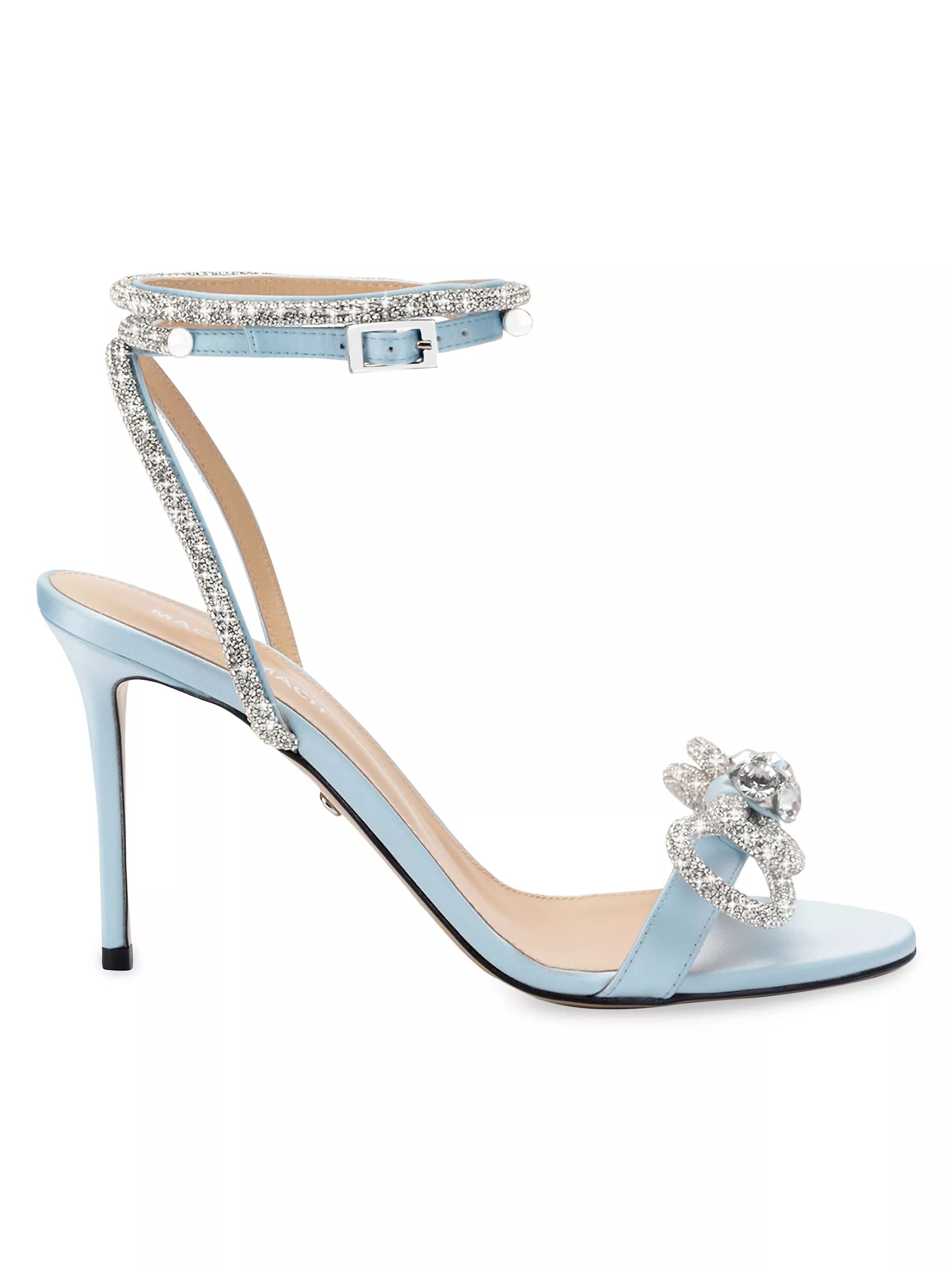 Double-Bow Embellished Satin Ankle Sandals | Saks Fifth Avenue