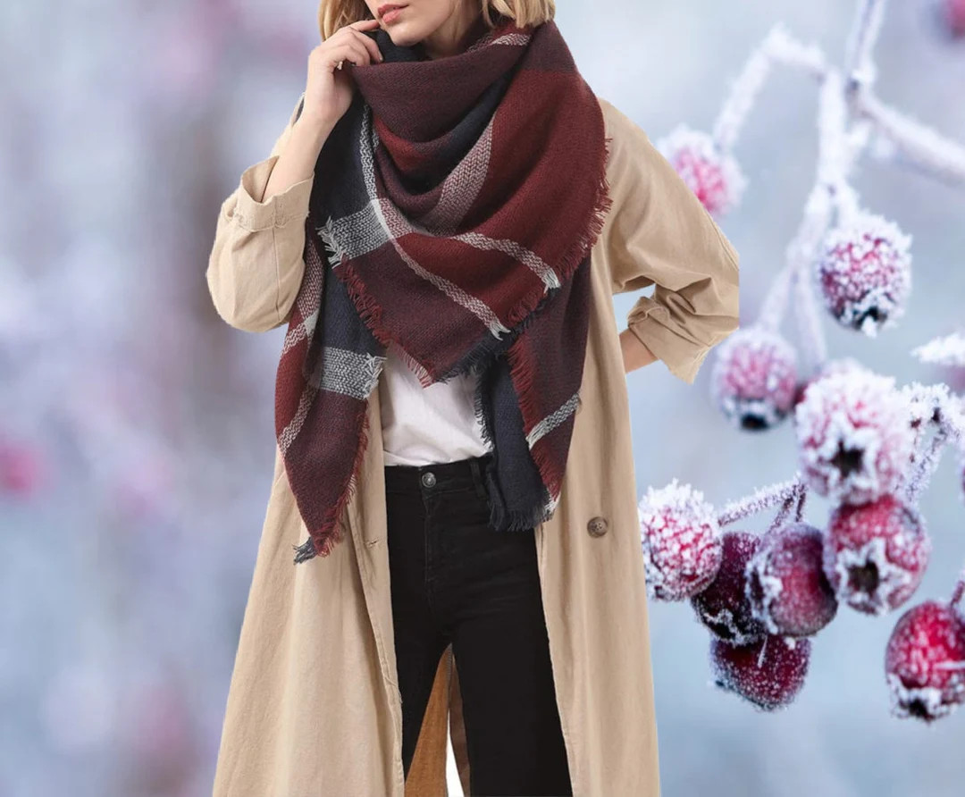 Maroon & Navy Blanket Scarf, Personalized Scarf, Tartan Plaid Scarf, Bridesmaid Shawl, Monogram S... | Etsy (US)