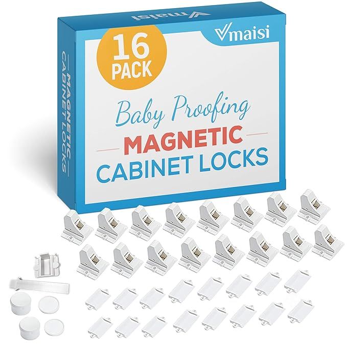 16 Pack Child Safety Magnetic Cabinet Locks - Vmaisi Children Proof Cupboard Baby Locks Latches -... | Amazon (US)