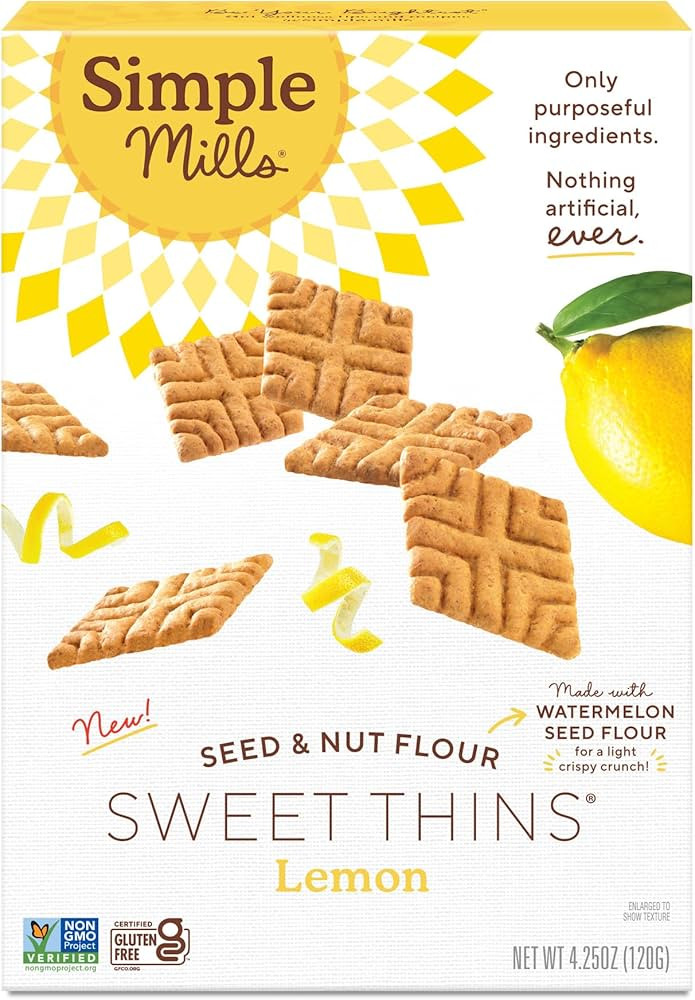 Simple Mills Lemon Seed & Nut Flour Sweet Thins, Paleo Friendly & Delicious Sweet Thin Cookies, G... | Amazon (US)