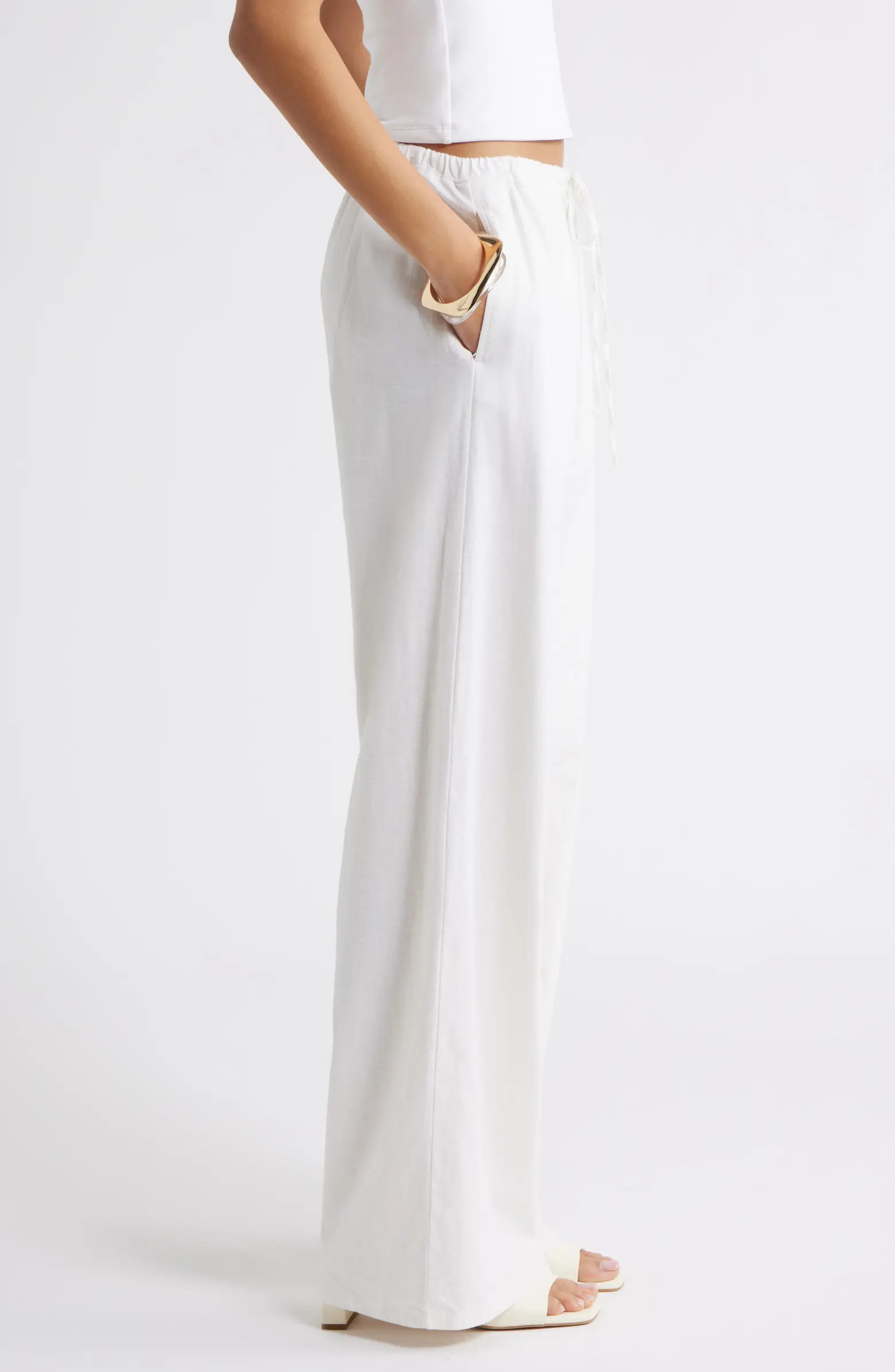 Wide Leg Linen Blend Pants | Nordstrom