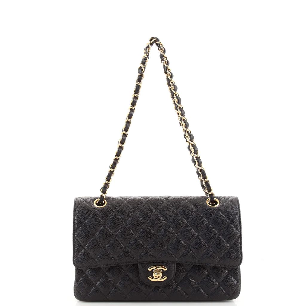 Chanel Classic Double Flap Bag Quilted Caviar Medium Black 1560251 | Rebag