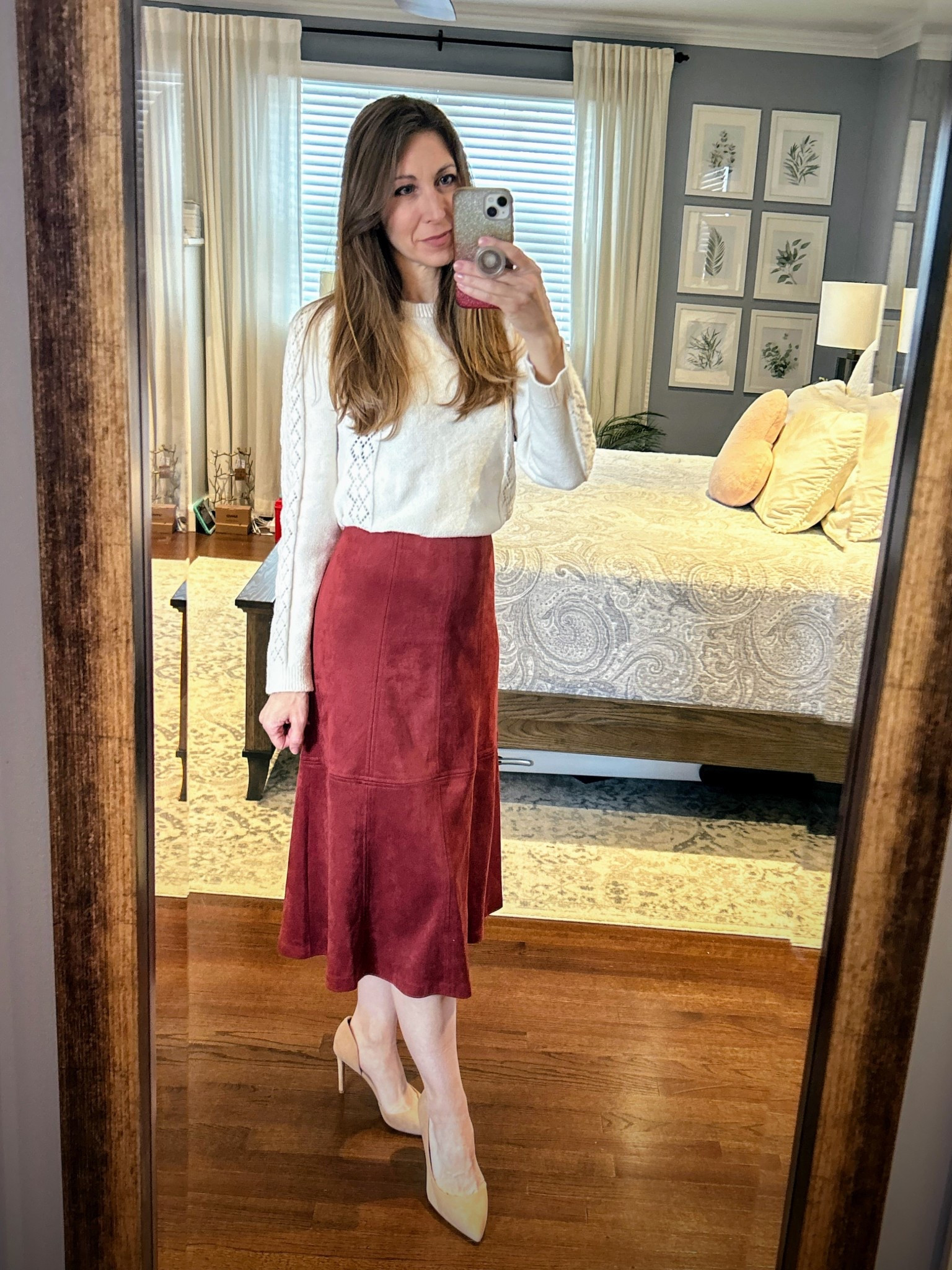 Rewearing this gorgeous dress I bought back in October. The suede-like fabric is lush and beautiful, making it a great choice for the winter months. 

Earlier in the season, I wore it with an open stitch cardigan. Today, I chose a pullover, making it look like a midi skirt. I love versatile pieces like this one. There’s so much potential to make it look different each time I wear it.

Tip: I used an elastic belt to tuck in the sweater, keeping it at my natural waist. 

This would be a nice option for a lunch date or Valentine’s Day plans.  I’d even consider wearing it to parent teacher conferences. It’s truly a beautiful piece.

Dress - Vince Camuto, XS (size up if you have a larger bust, as it’s very snug up top)

Sweater - LOFT, xs

Heels - Aldo (currently unavailable, but I’ll link another pair from Bandolino that I own and love even more. Try the color “beige lizard”)

#LTKSaleAlert #LTKootd #LTKOver40