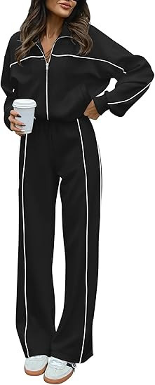 BTFBM Women's Two Piece Tracksuit Spring 2026 Long Sleeve Zip Up Sweatshirt Long Pants Outfits Jo... | Amazon (US)