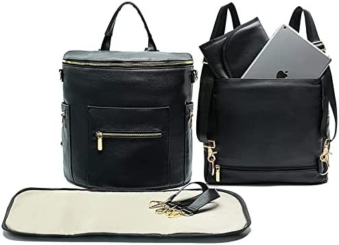 Diaper Bag Backpack Baby Diaper Bag by Miss Fong, Large Leather Diaper Bag Backpack with 16 Pocke... | Amazon (US)
