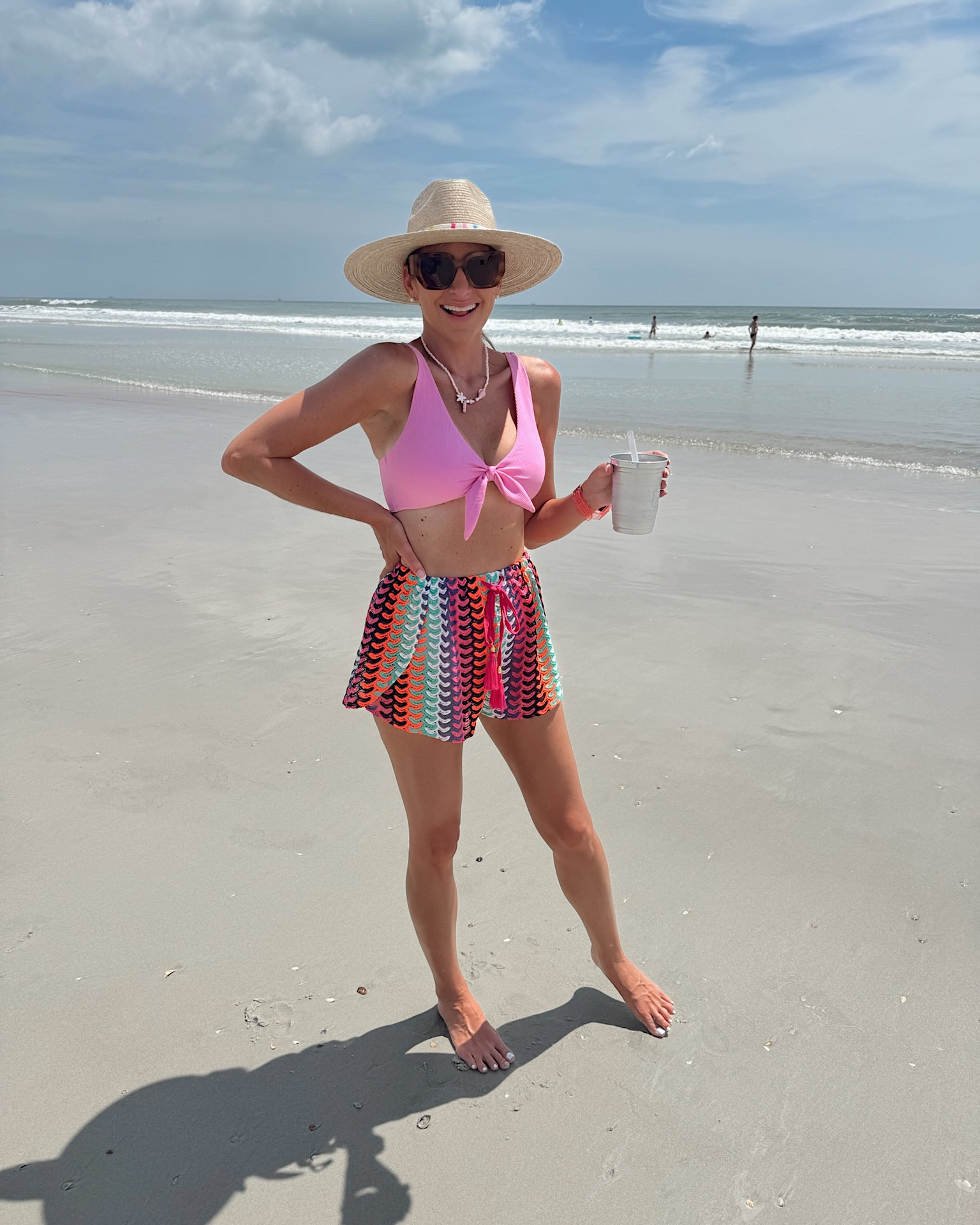 Beach vacation ootd! In a medium swimsuit, medium shorts, hat, necklace and accessories- fits tts.

#LTKootd #LTKSwim #LTKTravel