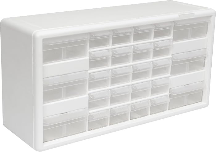 Akro-Mils 26-Drawer Plastic Storage Cabinet, 20" W x 6" D x 10" H, White | Amazon (US)