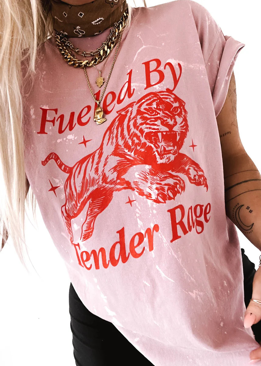 FUELED BY TENDER RAGE BLEACHED OUT SIDE SLIT TEE | Pebby Forevee