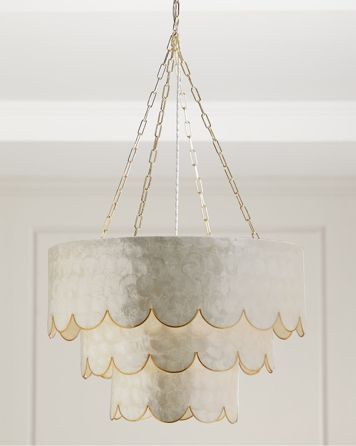 Three-Tiered Scalloped Capiz 3-Light Chandelier | Neiman Marcus