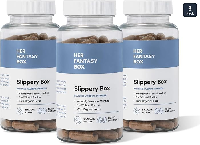Her Fantasy Box | Slippery Box | Slippery Elm Bark Vaginal Moisturizer Capsule - 3 Pack | Amazon (US)