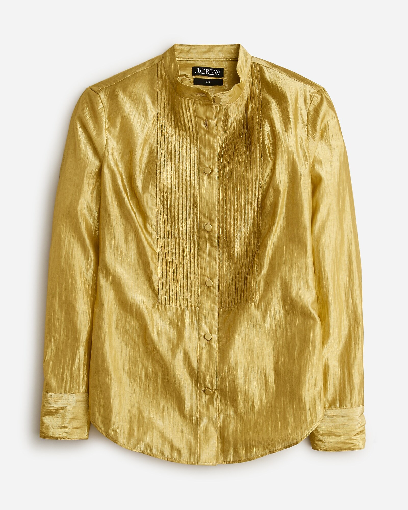 Slim-fit tuxedo shirt in gold lamé | J. Crew US