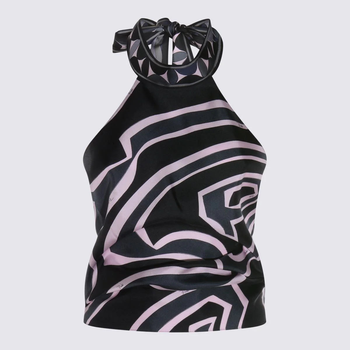 Pucci Black And Pink Silk Top | Baltini