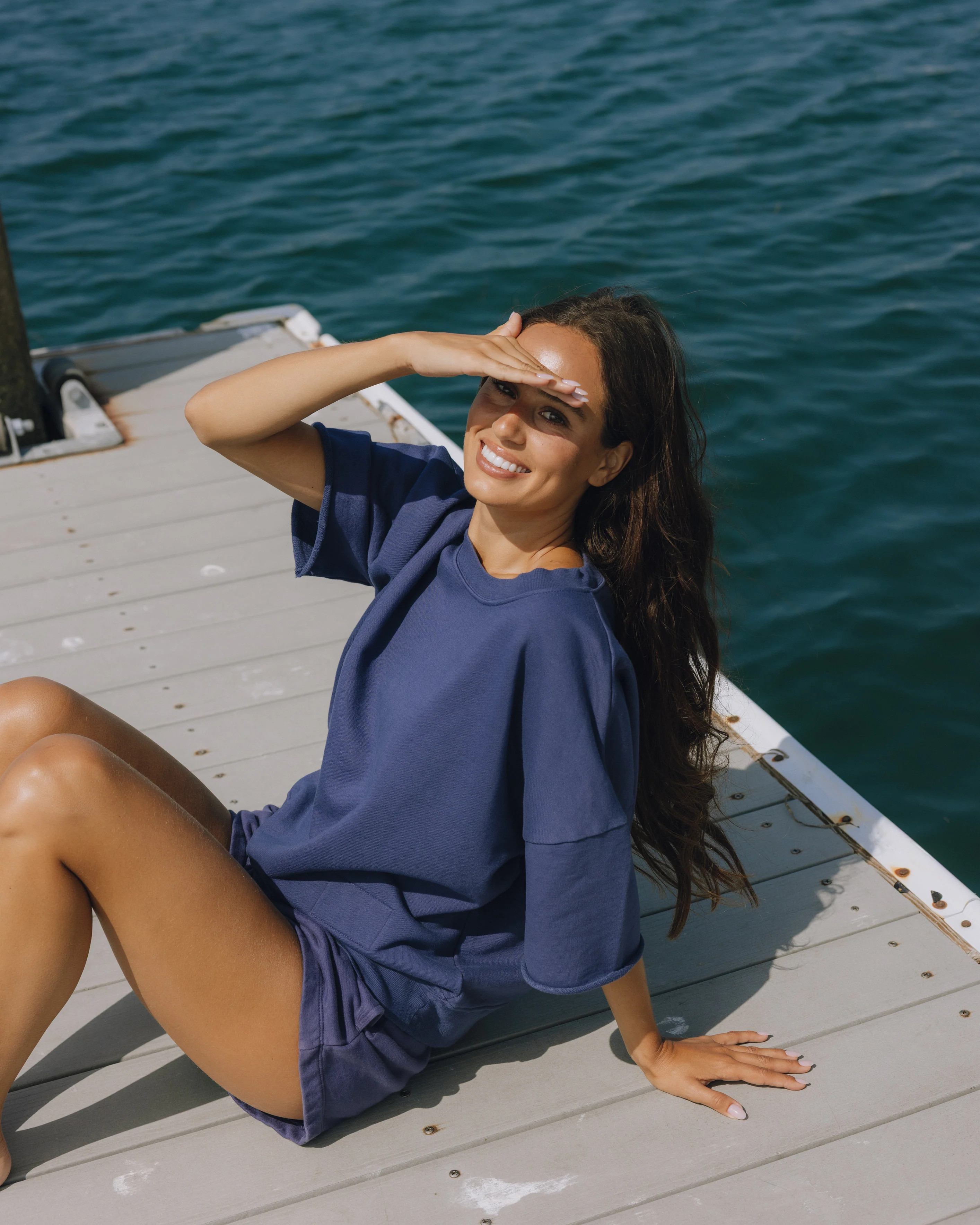 Cropped Sleeve Crew - Navy | Daily Drills LLC