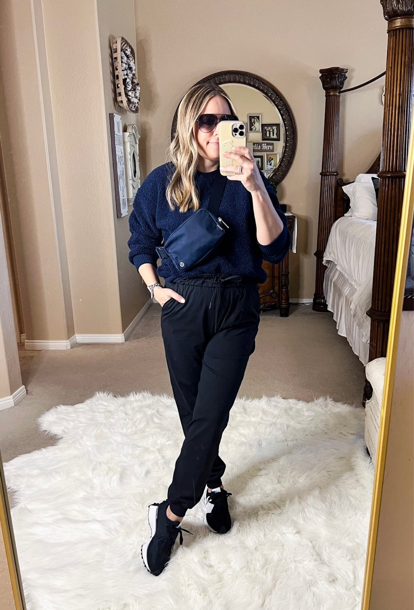 Comfy athleisure look of the day. 

Winter outfit. OOTD. Outfit of the day. Lululemon. Target. Target style. Target fashion. New Balance. New Balance 327. Sneakers.  Sunglasses. Walmart finds. Belt bag. Cozy outfit. Casual style  

#LTKshoecrush #LTKstyletip #LTKfit