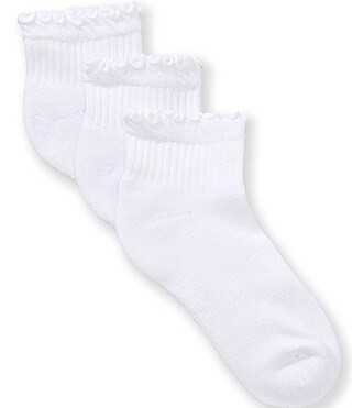 Copper Key Girls Lettuce Edge Ankle Socks 3-Pack -  M | Dillard's