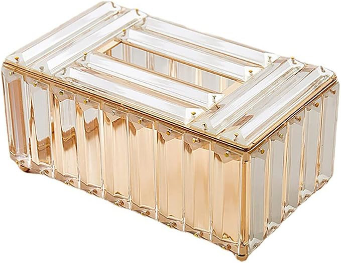 Crystal Tissue Box Transparent Napkin Paper Box Rectangular Decorative Clear Tissue Box for Kitch... | Amazon (US)