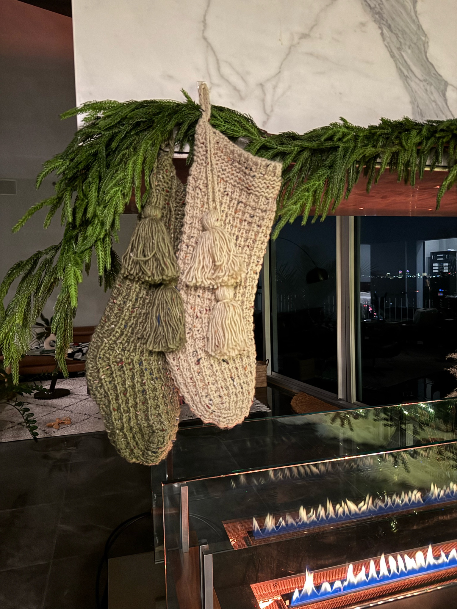 Holiday decor ideas using faux garland from Aflora and stockings from Target.

#LTKHoliday #LTKHome