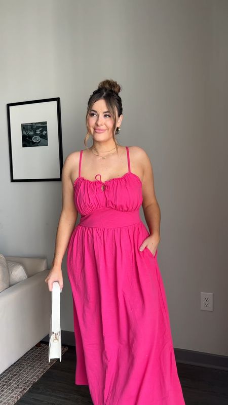 Pink flowy midi dress with pockets! (Wearing large) easy summer outfit or vacation dress. 💕

#LTKSeasonal #LTKtravel #LTKunder50