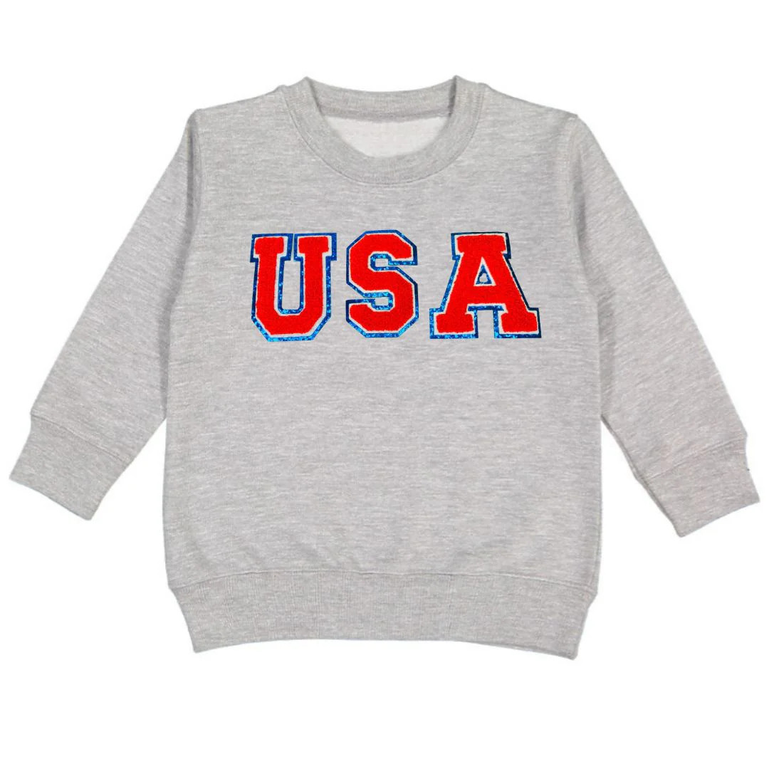 USA Patch L/S Sweatshirt - Gray | Sweet Wink