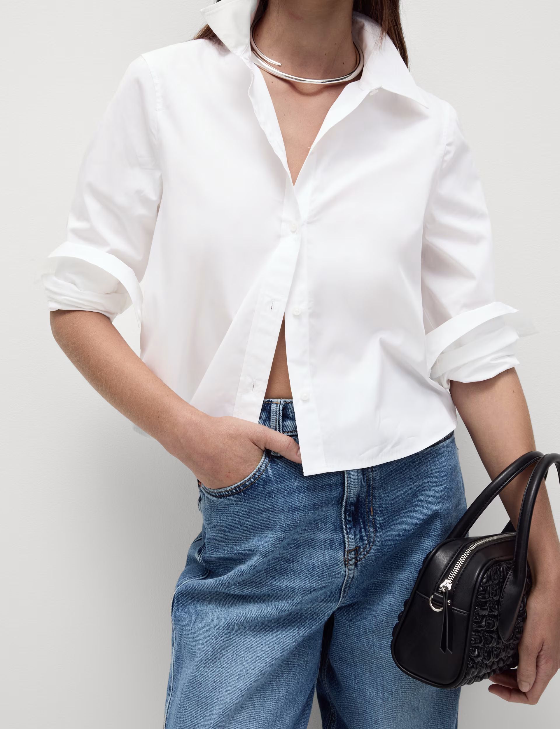 Pure Cotton Collared Cropped Shirt | Marks & Spencer (UK)