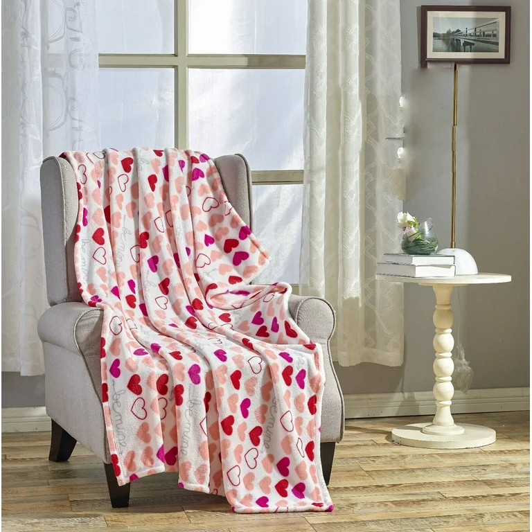 Kate Aurora Valentine's Day "Be Mine" Hearts Ultra Soft & Plush Accent Throw Blanket - 50 In W X ... | Walmart (US)