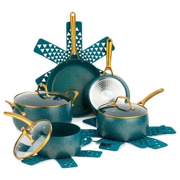 Thyme & Table Nonstick Willow Cookware, 12-Piece Set, Peacock Blue | Walmart (US)