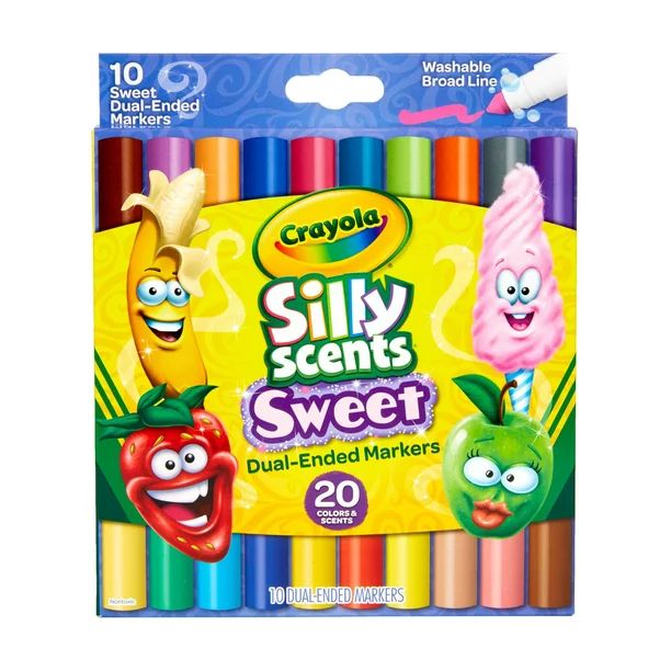 Crayola Silly Scents Dual-Ended Art Markers, School Supplies, Beginner Child, 10 Count | Walmart (US)