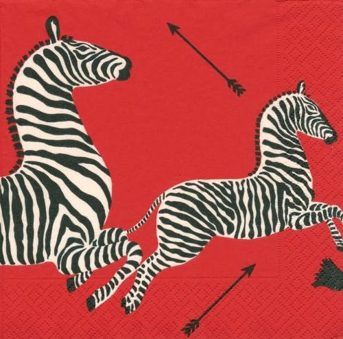 Entertaining with Caspari Cocktail Napkins, Zebras Red, Box of 40 | Amazon (US)