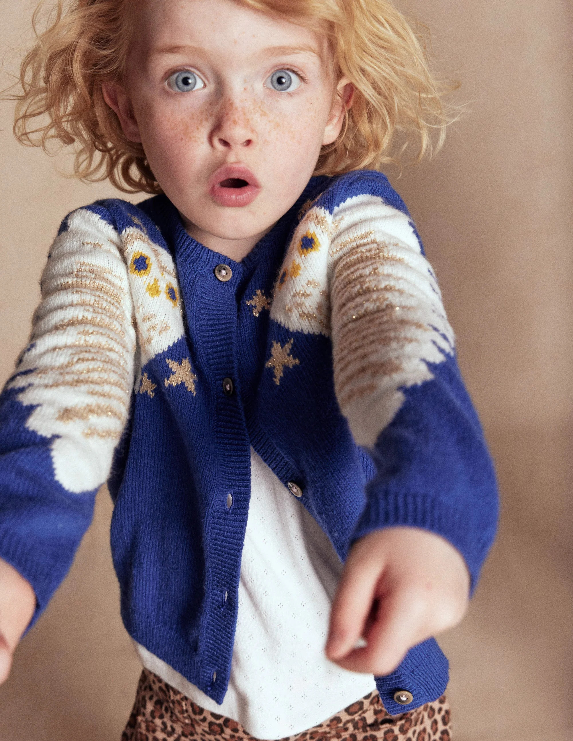 Fun Logo Cardigan-Sapphire Blue Owls | Boden (US)