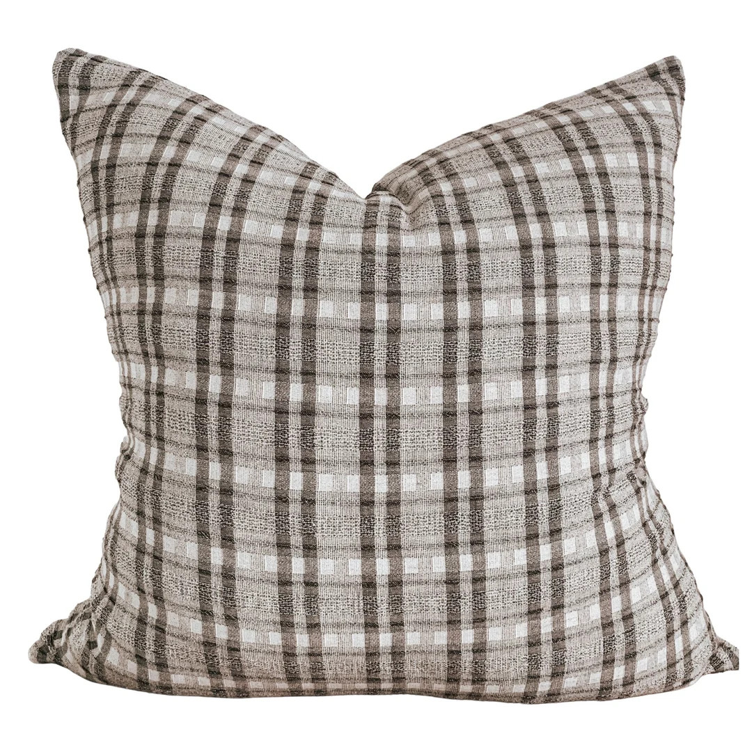 Pillow Cover // Textured Grey Windowpane Plaid Textile Cozy - Etsy | Etsy (US)