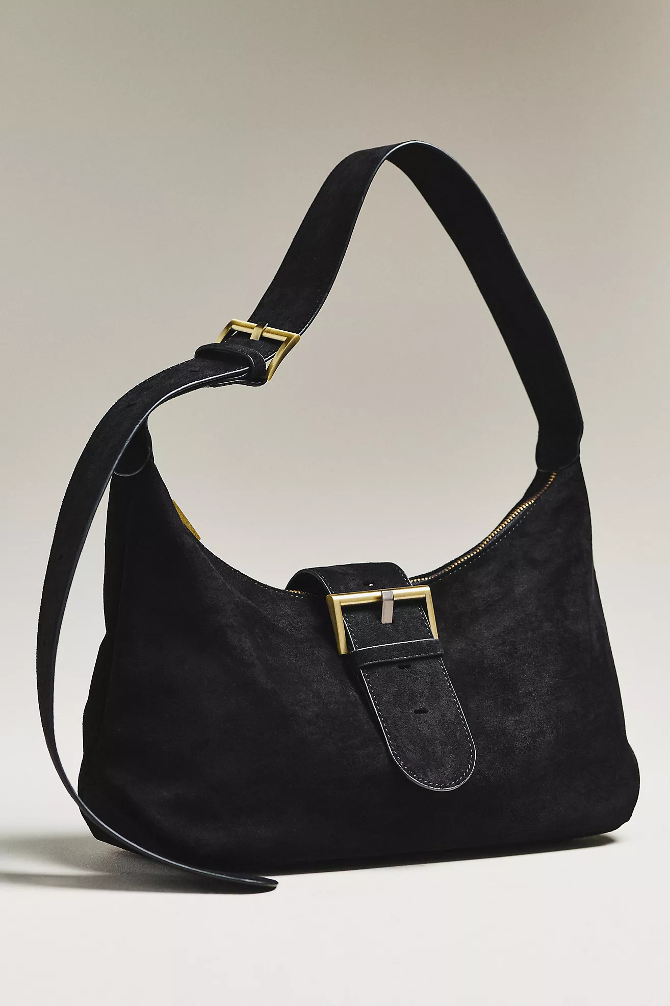 Faux Suede Big Buckle Slouchy Shoulder Bag | Anthropologie (US)