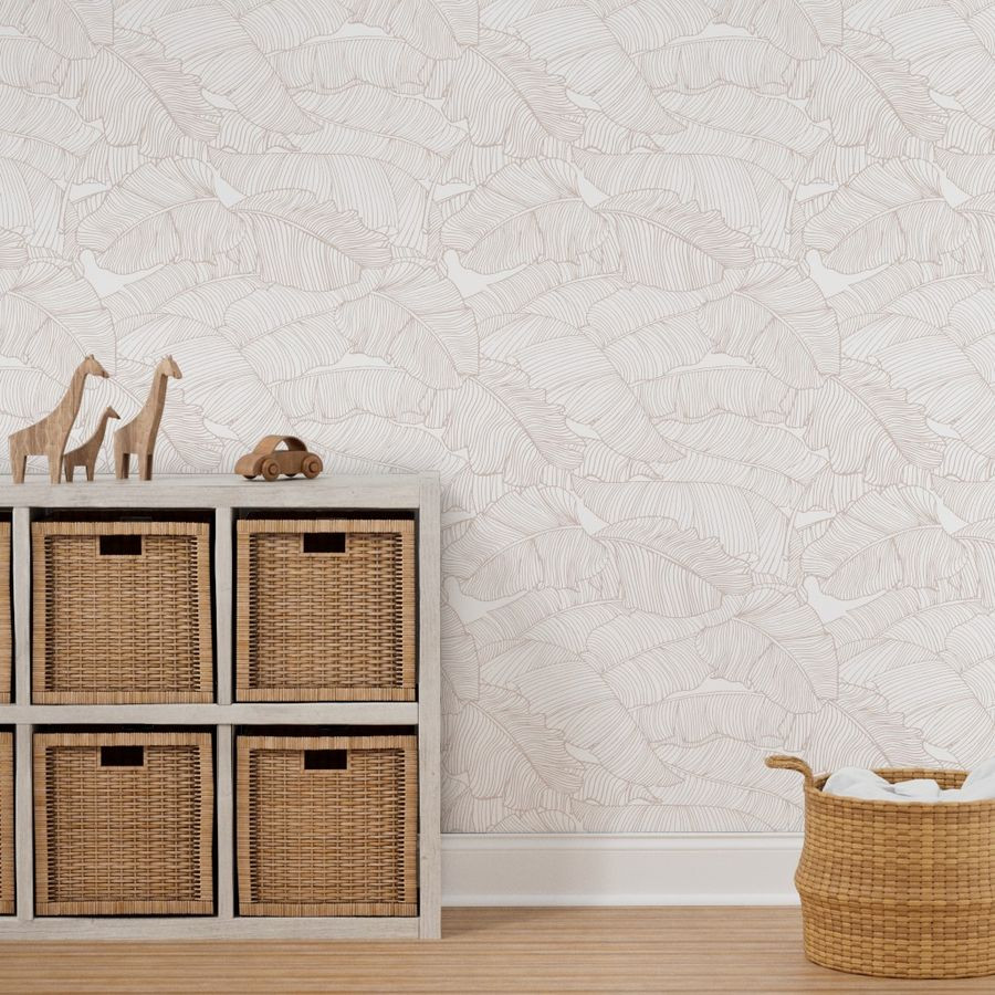Banana Leaf | Blush Wallpaper byshellyturnerdesigns | Spoonflower