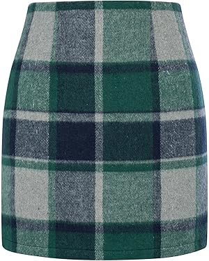 Kate Kasin 2025 Plaid Pencil Skirts for Women High Waisted Casual Stretch Bodycon Mini Skirt | Amazon (US)