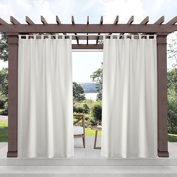 Exclusive Home Cabana Solid Indoor/Outdoor Light Filtering Hook-and-Loop Tab Top Curtain Panel Pa... | Amazon (US)