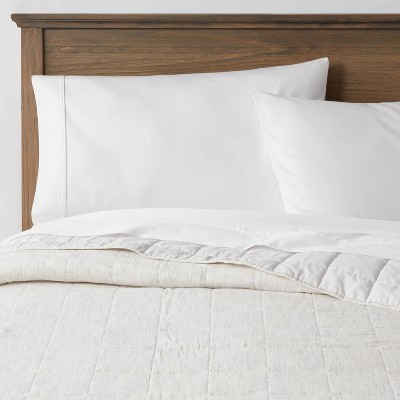 King Space Dyed Cotton Linen Quilt Light Gray - Threshold™: OEKO-TEX Certified, Woven Coverlet, Year-Round Comfort | Target