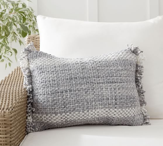 Ixora Eco-Friendly Indoor/Outdoor Lumbar Pillow , 14 x 20", Blue Multi | Pottery Barn (US)