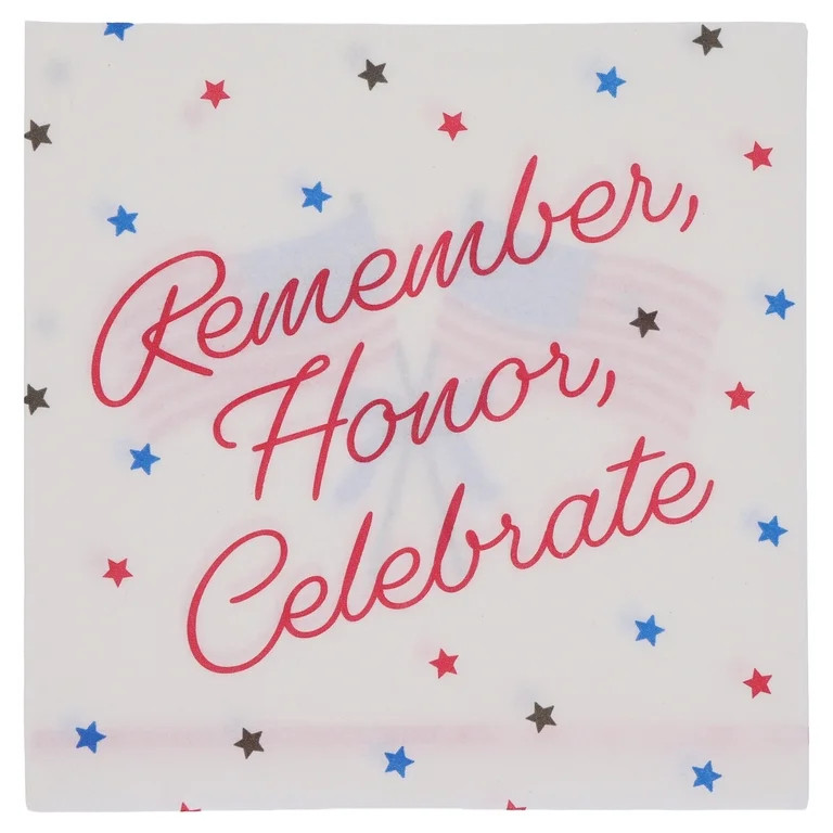 Way to Celebrate Patriotic Flag Lunch Napkins, Red, White & Blue, 6.5" x 6.5", 16 Count | Walmart (US)