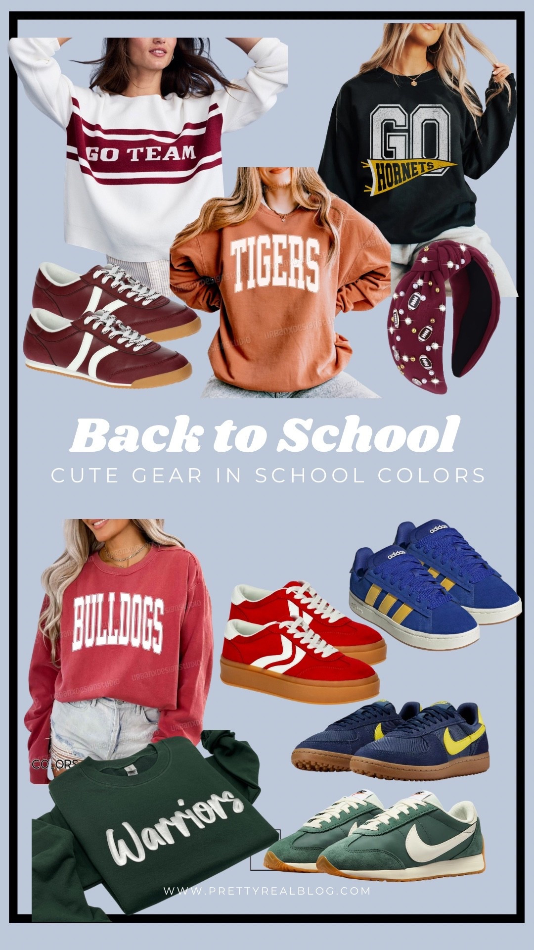 School spirit gear- the cutest sneakers and shirts in common school colors. Most of these items have a bunch of colors to choose from. I have the sweatshirt on the bottom left and love it! Also perfect for pro sports ;) 

#LTKU #LTKFindsUnder50 #LTKKids