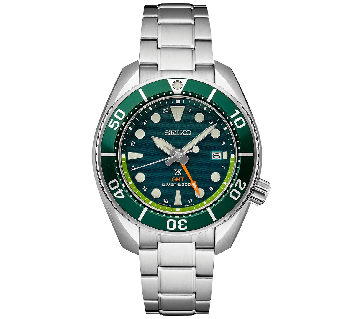 Seiko Men's Prospex Sea Sumo Solar Gmt Stainless Steel Bracelet Watch 45mm - Green | Macy's