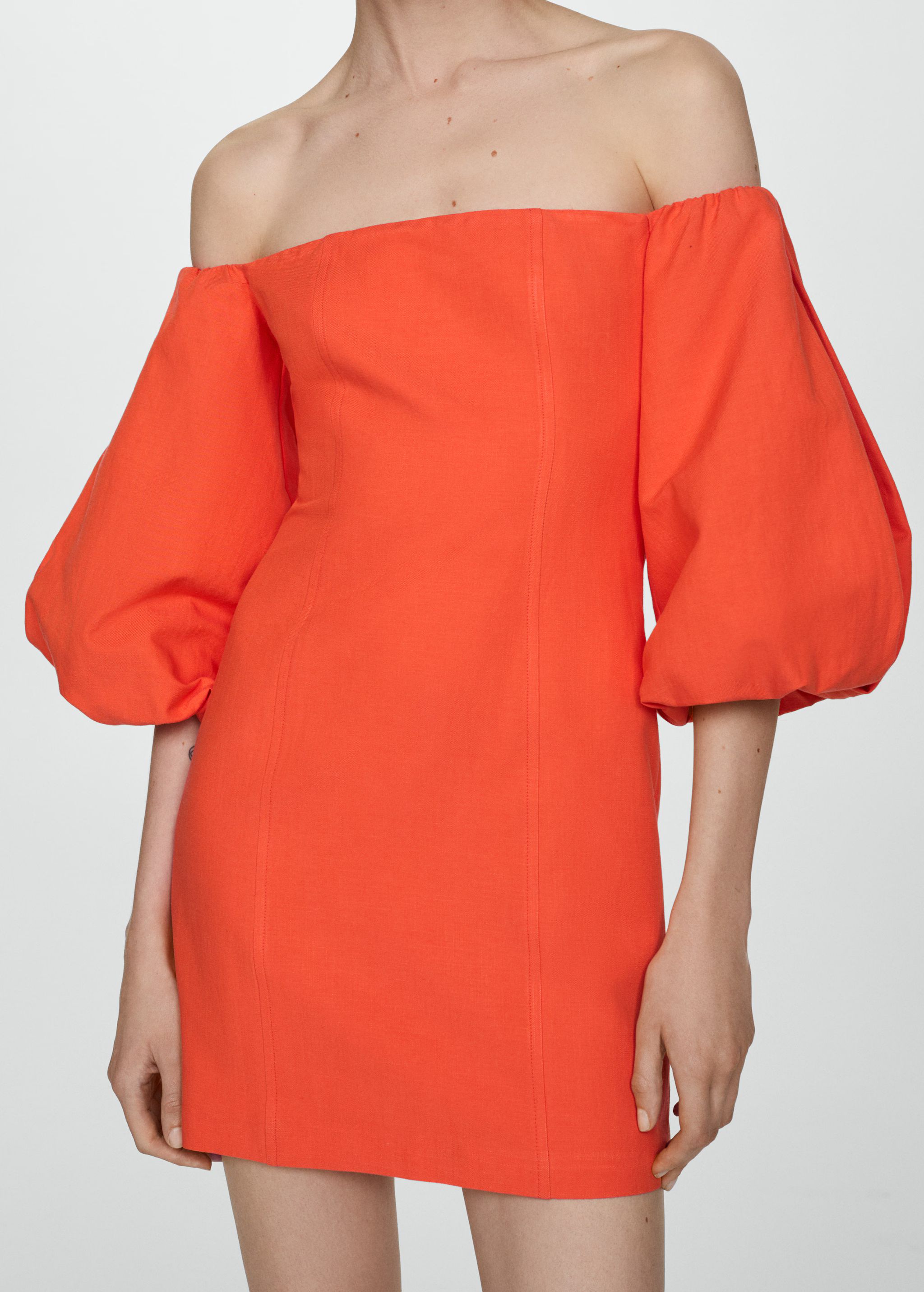 Puffed sleeves dress - Woman | MANGO USA | MANGO (US)