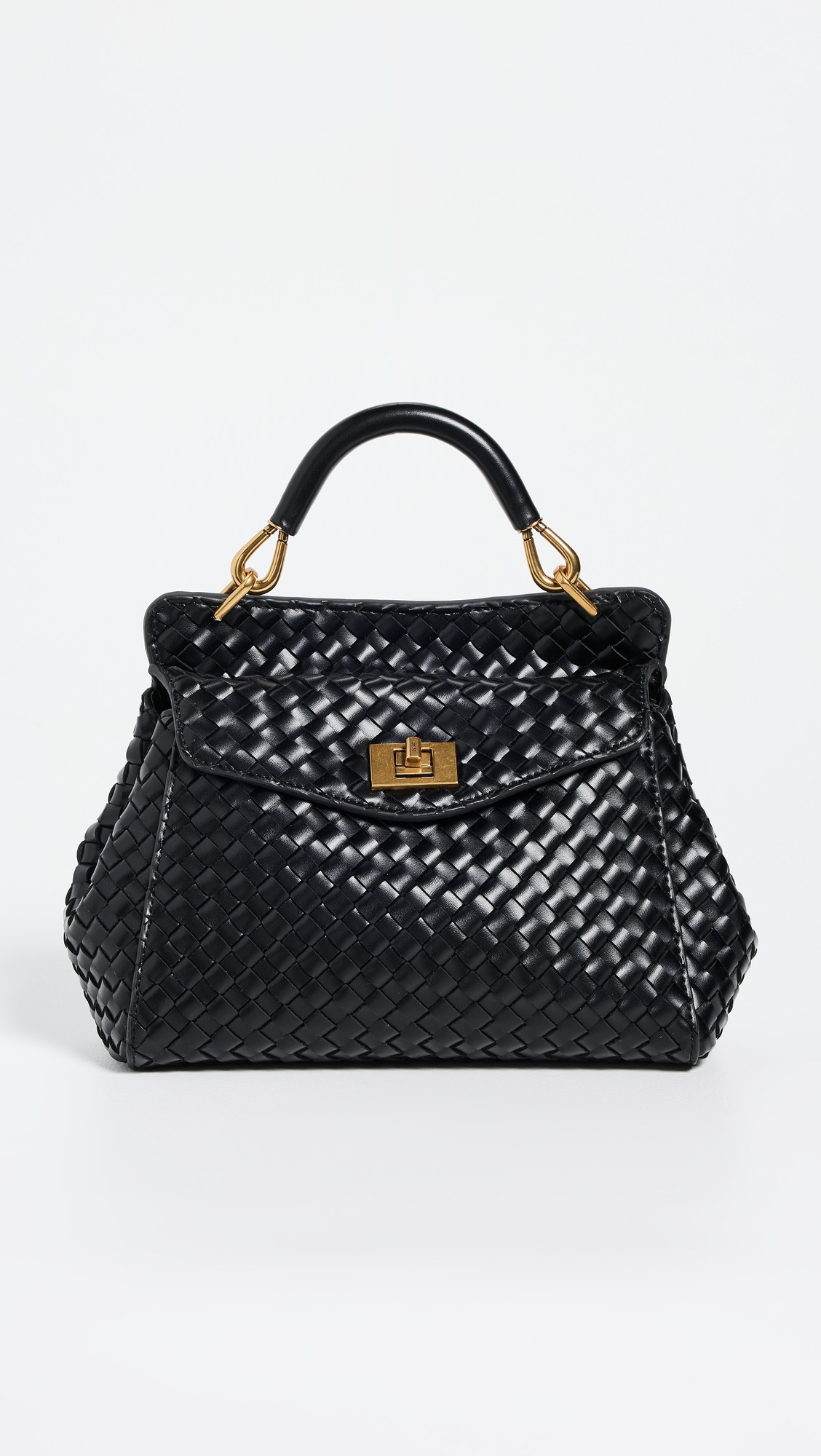 JW PEI Lucia Classic Top Handle Woven Bag Black One Size | Shopbop
