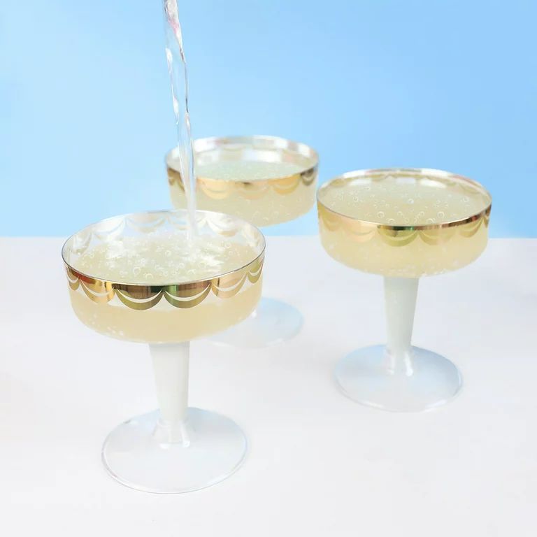 Packed Party "Pop The Champagne " 5.5 OZ Clear Plastic Champagne Coupe Set, 6 CT | Walmart (US)