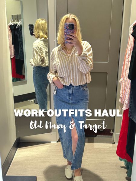 work outfits, work style, target style,old navy style, jean skirt, cute outfits for work, summer work outfit, spring work outfit, memorial day sale

#LTKStyleTip #LTKWorkwear #LTKFindsUnder50