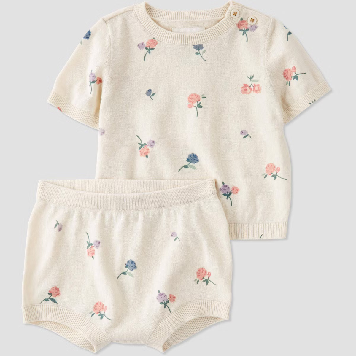 Little Planet by Carter’s Organic Baby Girls' 2pc Knit Coordinate Set - Floral | Target