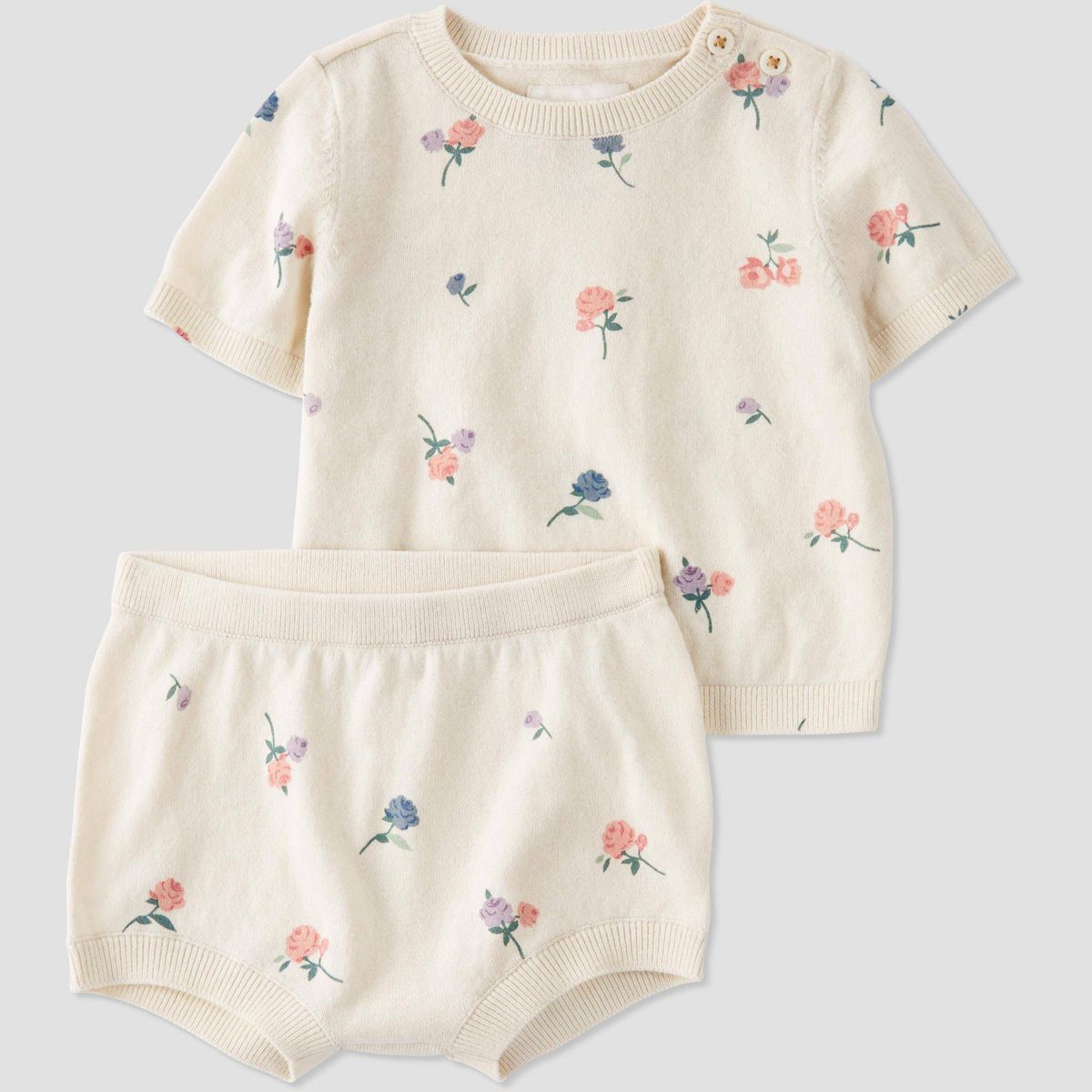 Little Planet by Carter’s Organic Baby Girls' 2pc Knit Coordinate Set - Floral Newborn | Target